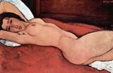 Амадео Модильяни. Лежащая обнаженная с руками, скрещенными за головой. 1917. 60 x 92 см. Холст, масло